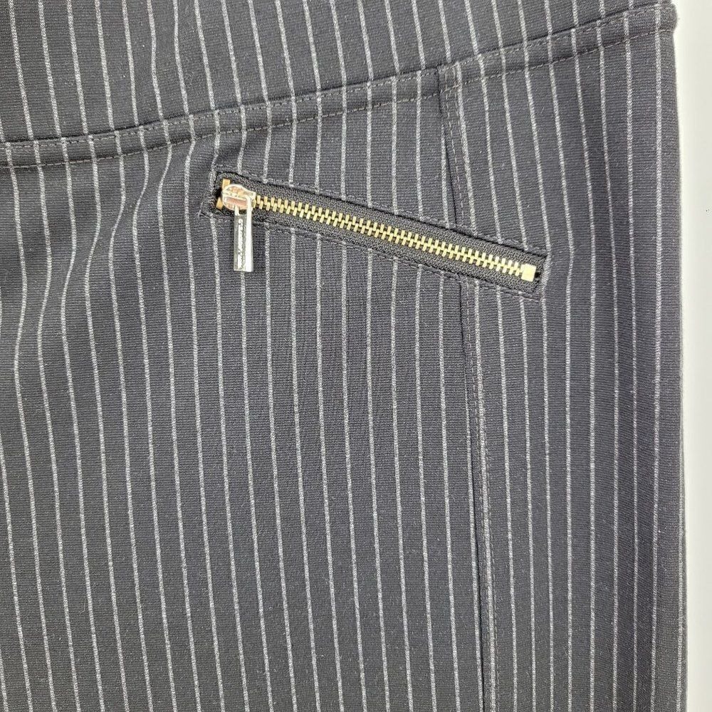 Vtg 90s Karl Lagerfeld Pin Striped Mid Rise Stretch Pants Sz 16 XL Black‎ Zipper